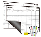 Foson Magnetic Dry Erase Calendar for Refrigerator x2 PCS - 17x13'' Jumbo Monthly Fridge Planner Whiteboard Kit with 5 Fine Point Markers