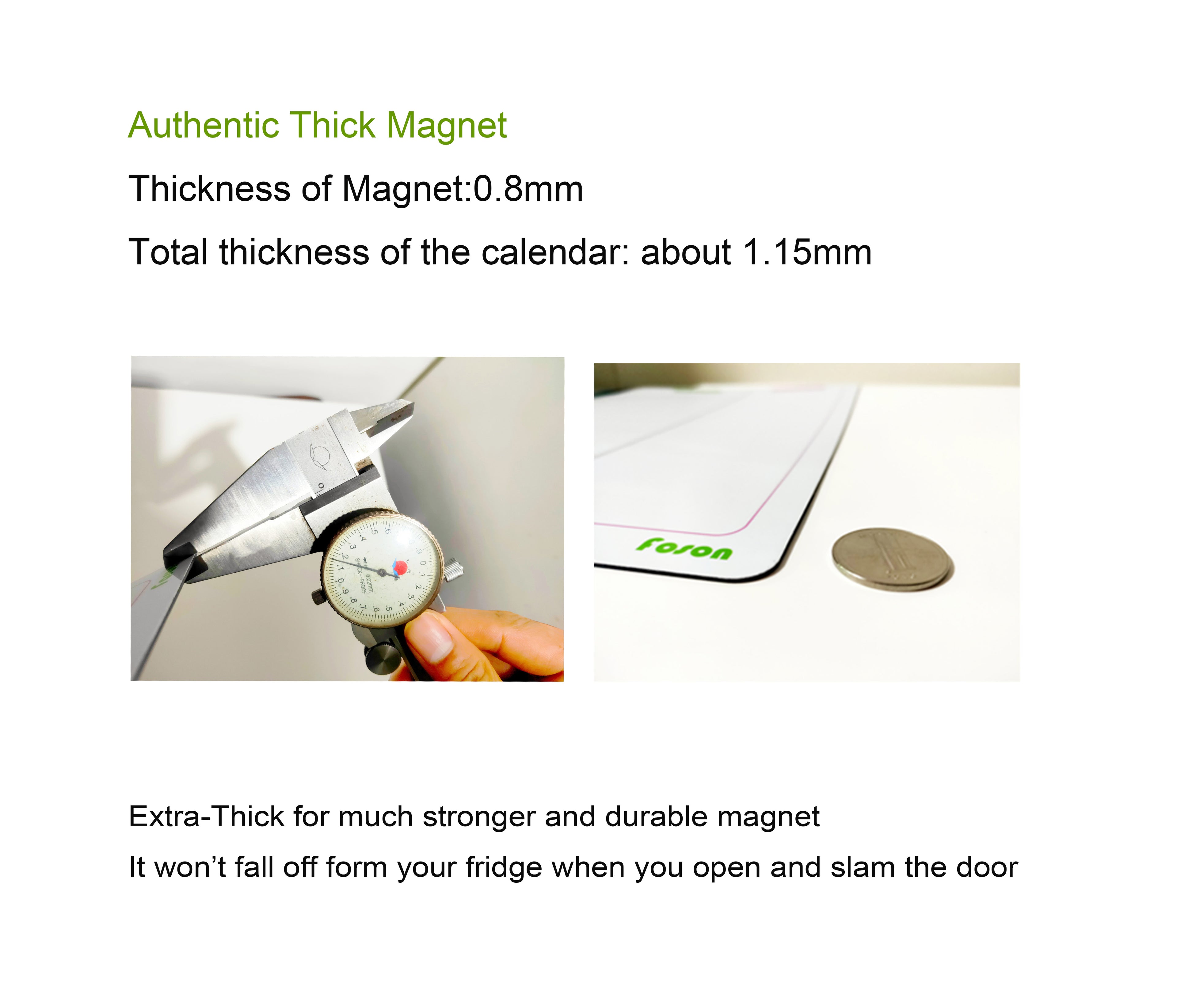 Dry Erase Magnetic Monthly Calendar Kit-Foson Extra Thick Magnetic Monthly Calendar for Refrigerator Include Five Fine Markers&Eraser&Holes for Hanging on The Wall