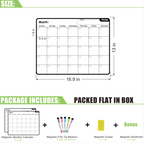 Foson Magnetic Dry Erase Calendar for Refrigerator x2 PCS - 17x13'' Jumbo Monthly Fridge Planner Whiteboard Kit with 5 Fine Point Markers