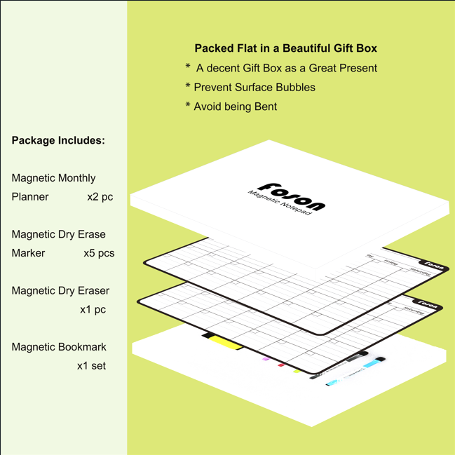 Foson Magnetic Dry Erase Calendar for Refrigerator x2 PCS - 17x13'' Jumbo Monthly Fridge Planner Whiteboard Kit with 5 Fine Point Markers