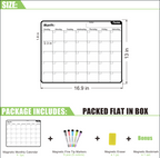 Foson Magnetic Dry Erase Calendar for Refrigerator - 17x13'' Jumbo Monthly Fridge Planner Whiteboard Kit with 5 Fine Point Markers